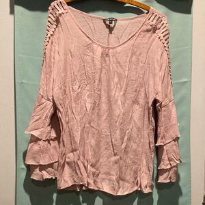 Boho Ruffle Sleeve Blouse - Dusty Pink